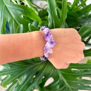 Amethyst Bracelet (one) || Handmade stretchy